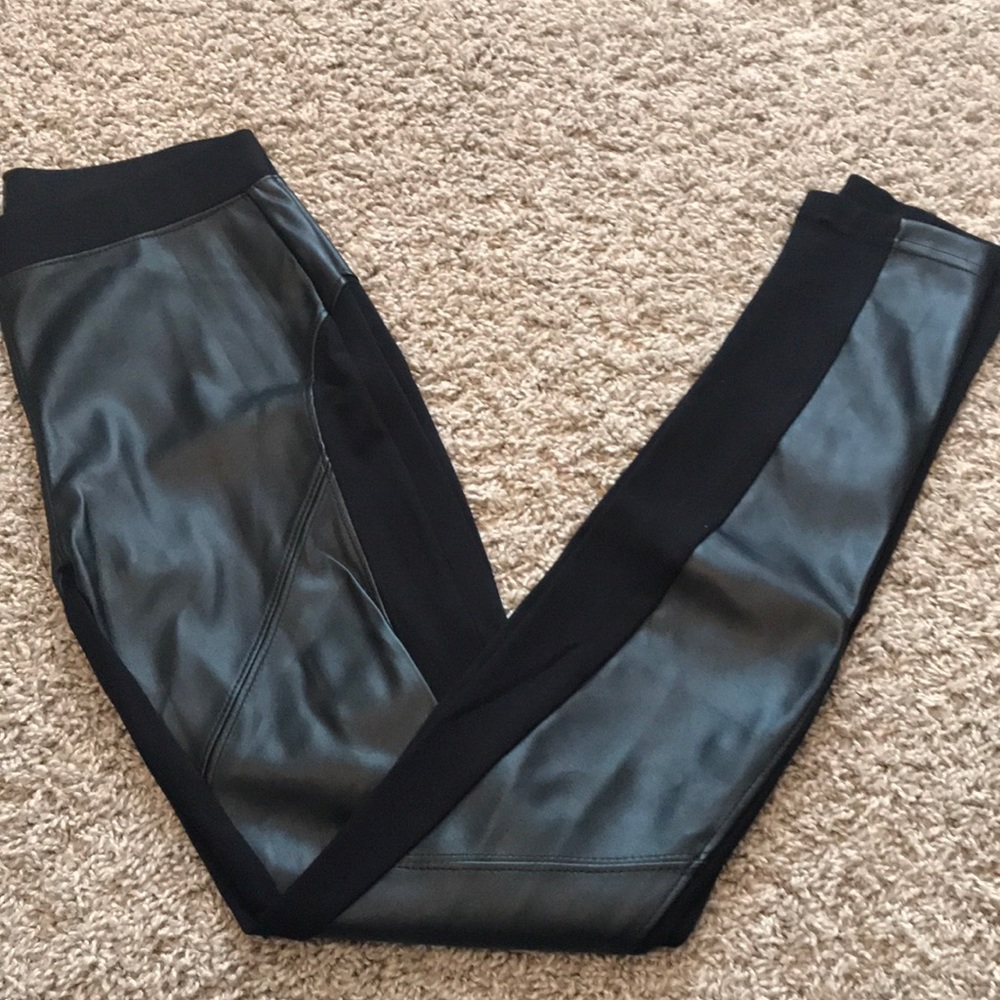 Faux leather leggings.